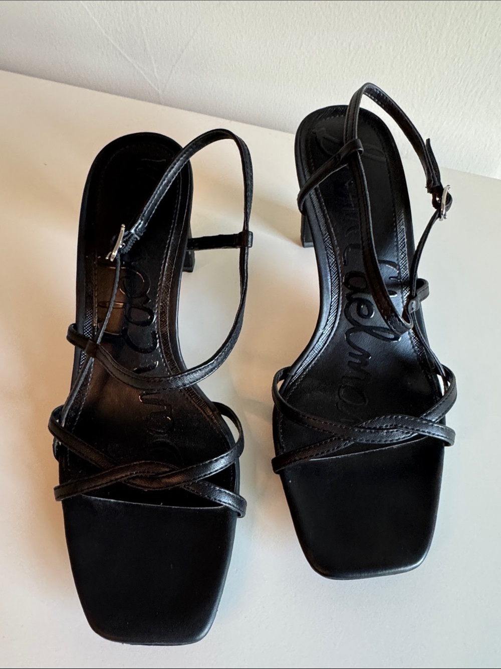 Sam Edelman Elissa Black Strappy Slingback Heels - Women
